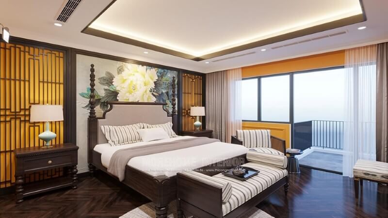 Vách cnc gỗ được sử dụng để trang trí phòng ngủ và thêm vào nó một cuốn hút để tăng thêm sự sang trọng.